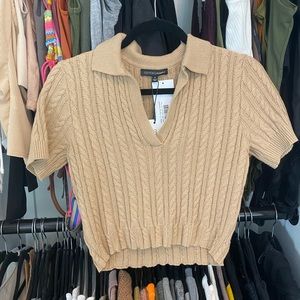 Tan Crop Sweater Top